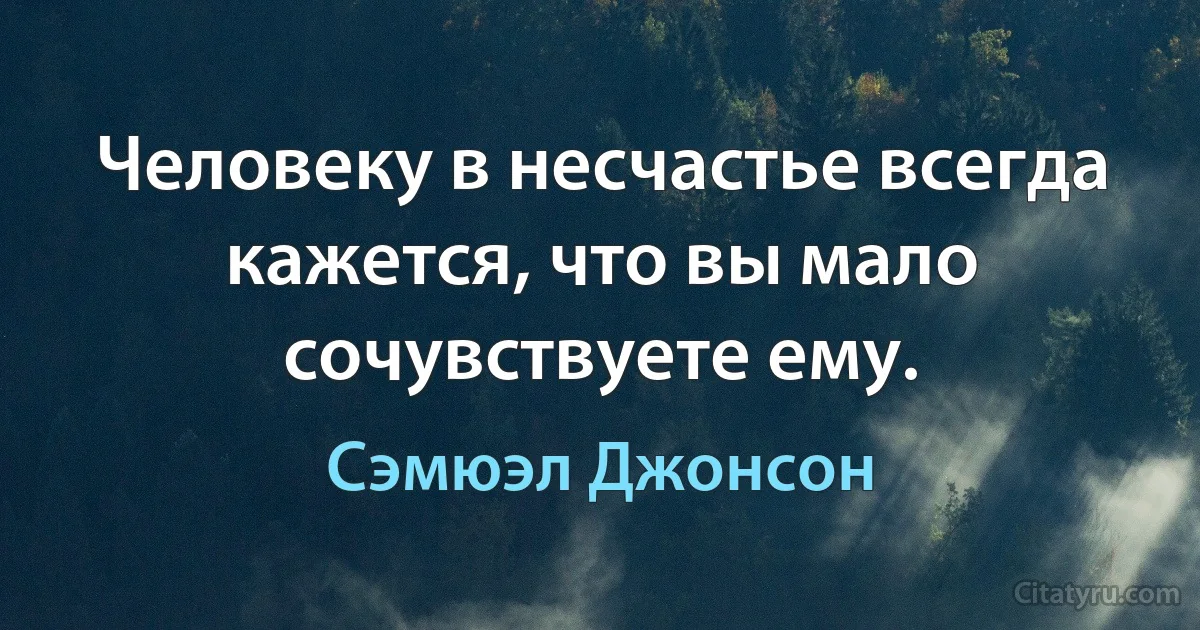 Человеку в несчастье всегда кажется, что вы мало сочувствуете ему. (Сэмюэл Джонсон)