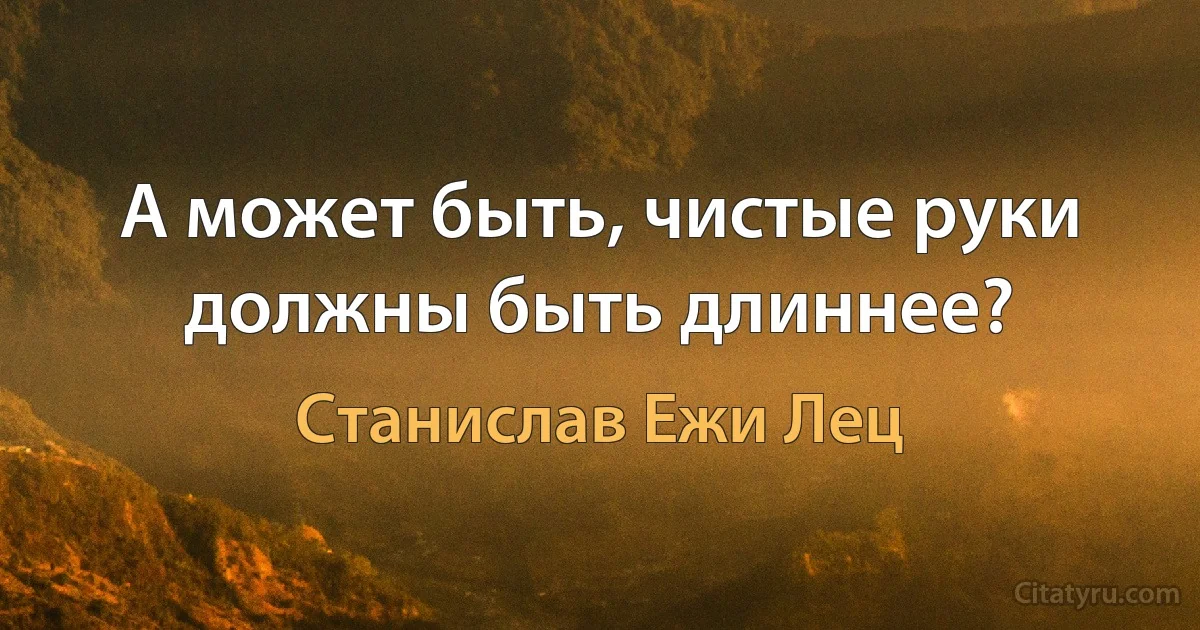 А может быть, чистые руки должны быть длиннее? (Станислав Ежи Лец)