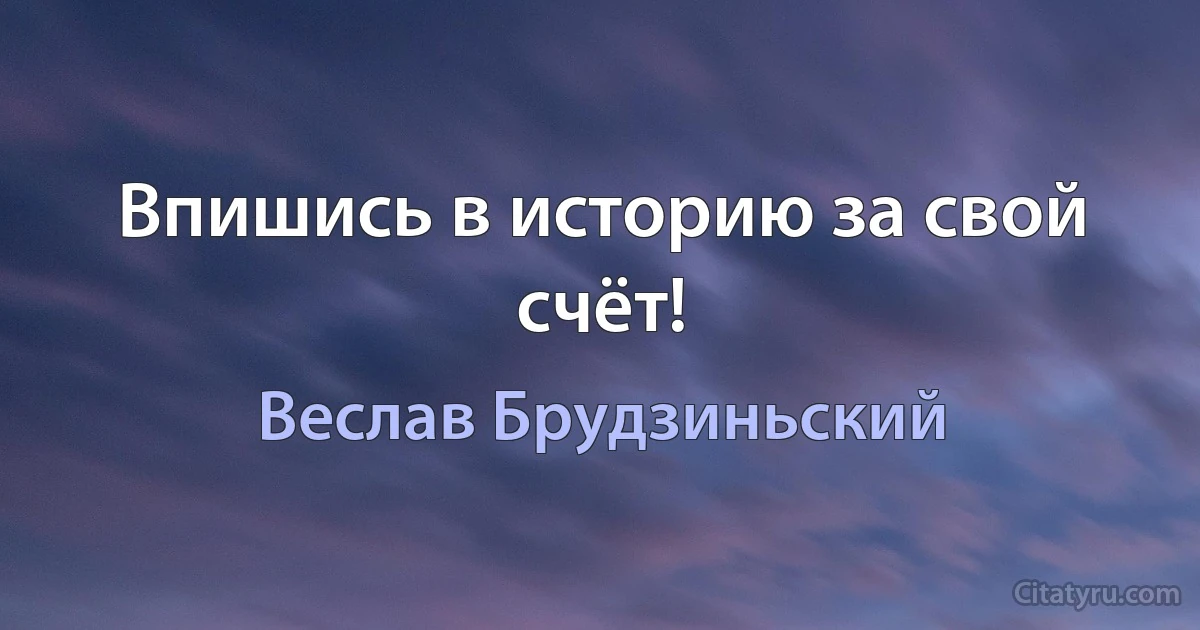 Впишись в историю за свой счёт! (Веслав Брудзиньский)