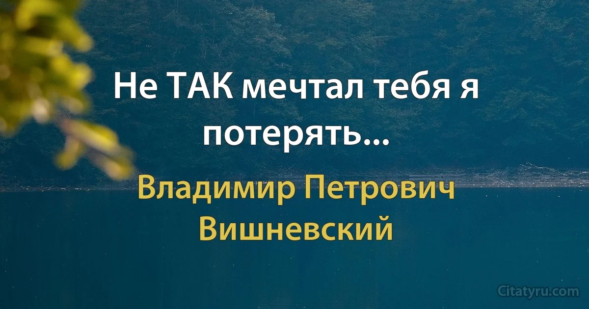 Не ТАК мечтал тебя я потерять... (Владимир Петрович Вишневский)