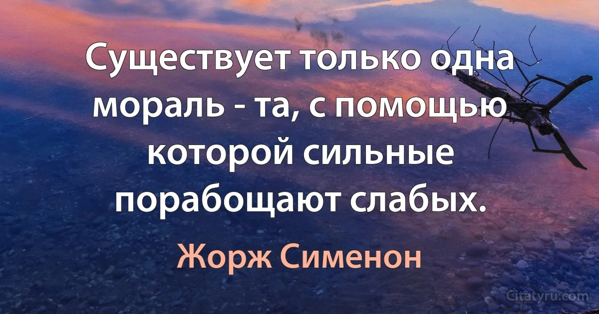 Существует только одна мораль - та, с помощью которой сильные порабощают слабых. (Жорж Сименон)