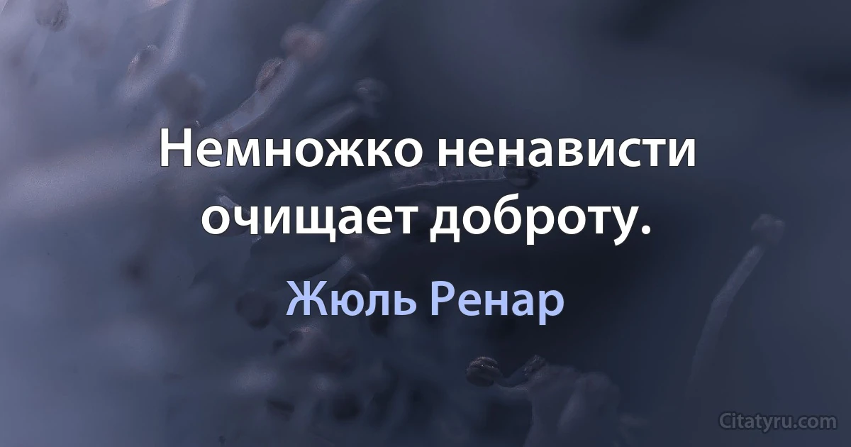 Немножко ненависти очищает доброту. (Жюль Ренар)