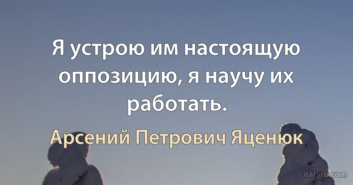 Я устрою им настоящую оппозицию, я научу их работать. (Арсений Петрович Яценюк)