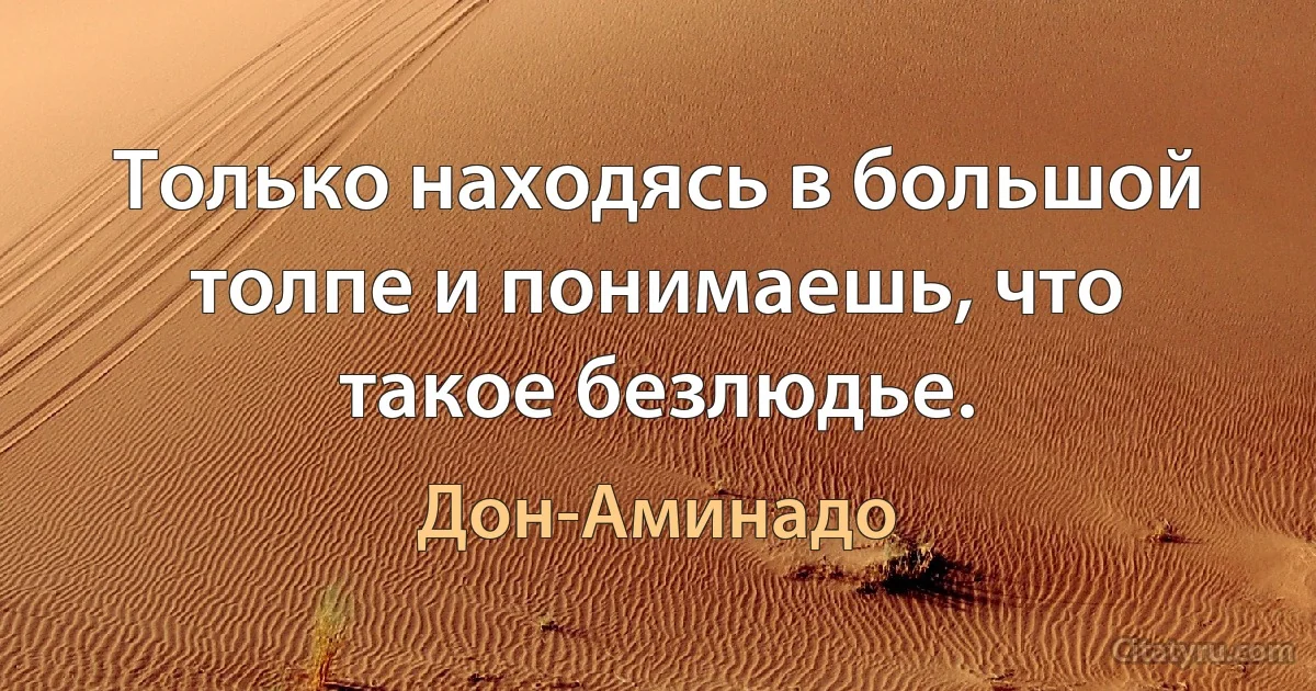 Только находясь в большой толпе и понимаешь, что такое безлюдье. (Дон-Аминадо)