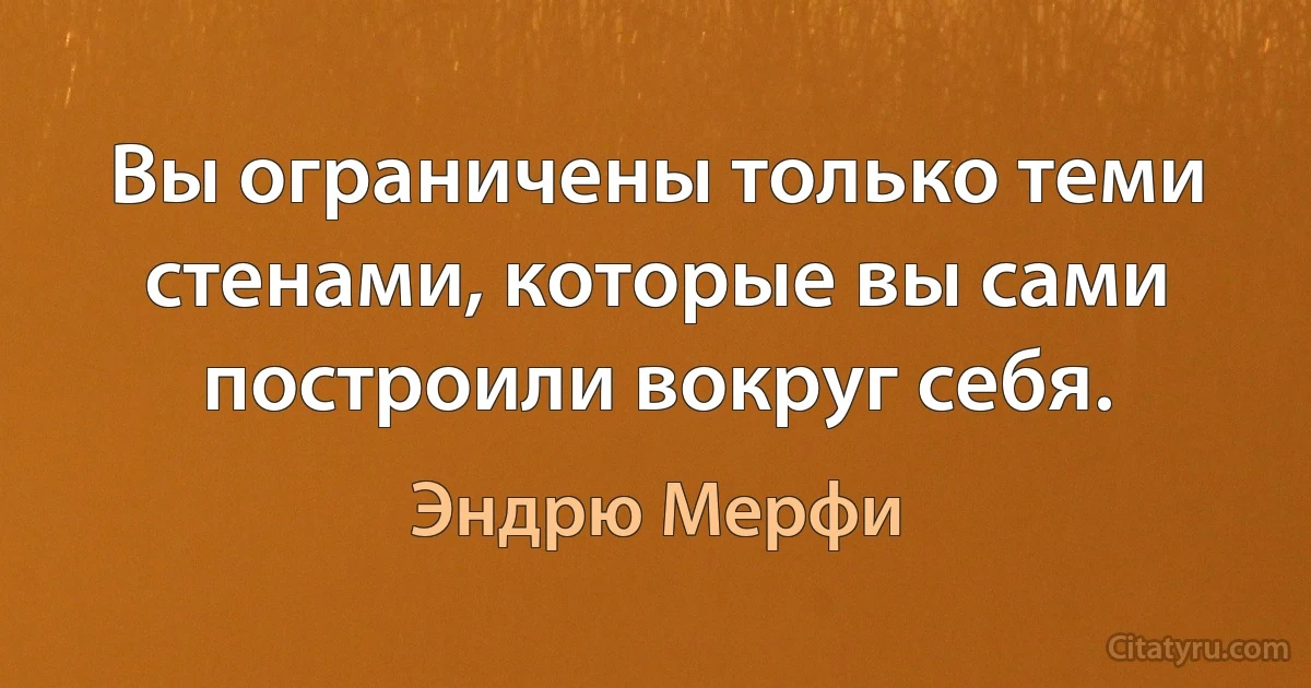 Вы ограничены только теми стенами, которые вы сами построили вокруг себя. (Эндрю Мерфи)