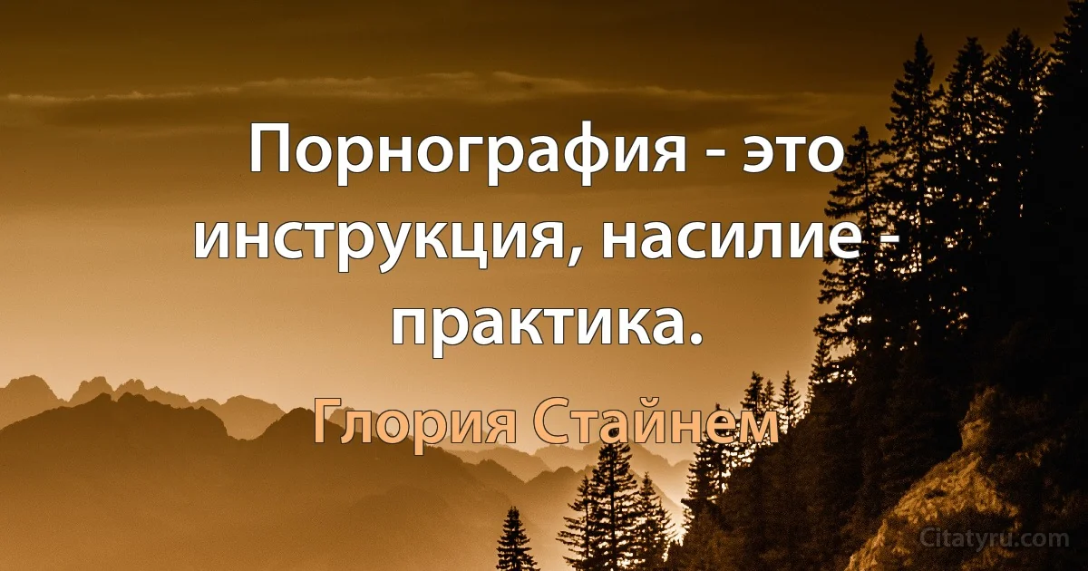 Порнография - это инструкция, насилие - практика. (Глория Стайнем)