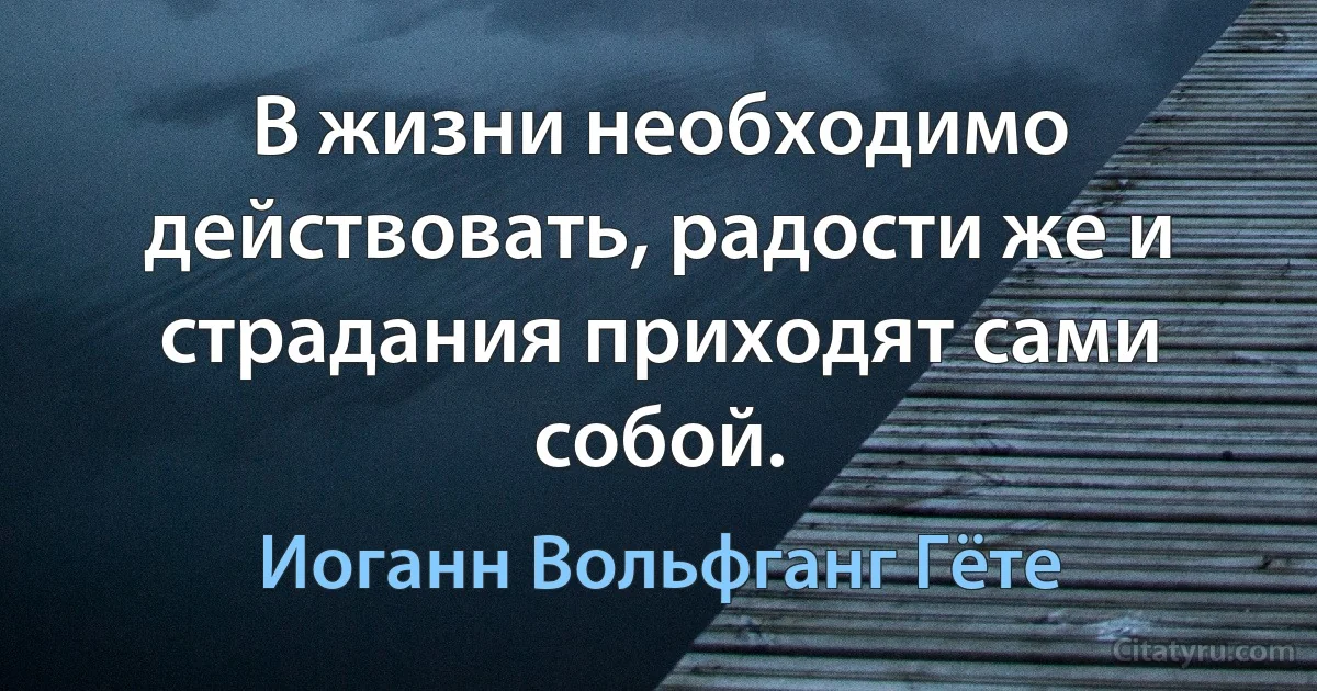 В жизни необходимо действовать, радости же и страдания приходят сами собой. (Иоганн Вольфганг Гёте)