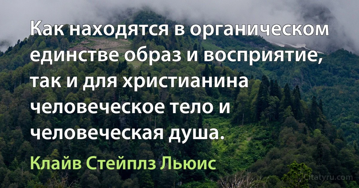 Как находятся в органическом единстве образ и восприятие, так и для христианина человеческое тело и человеческая душа. (Клайв Стейплз Льюис)