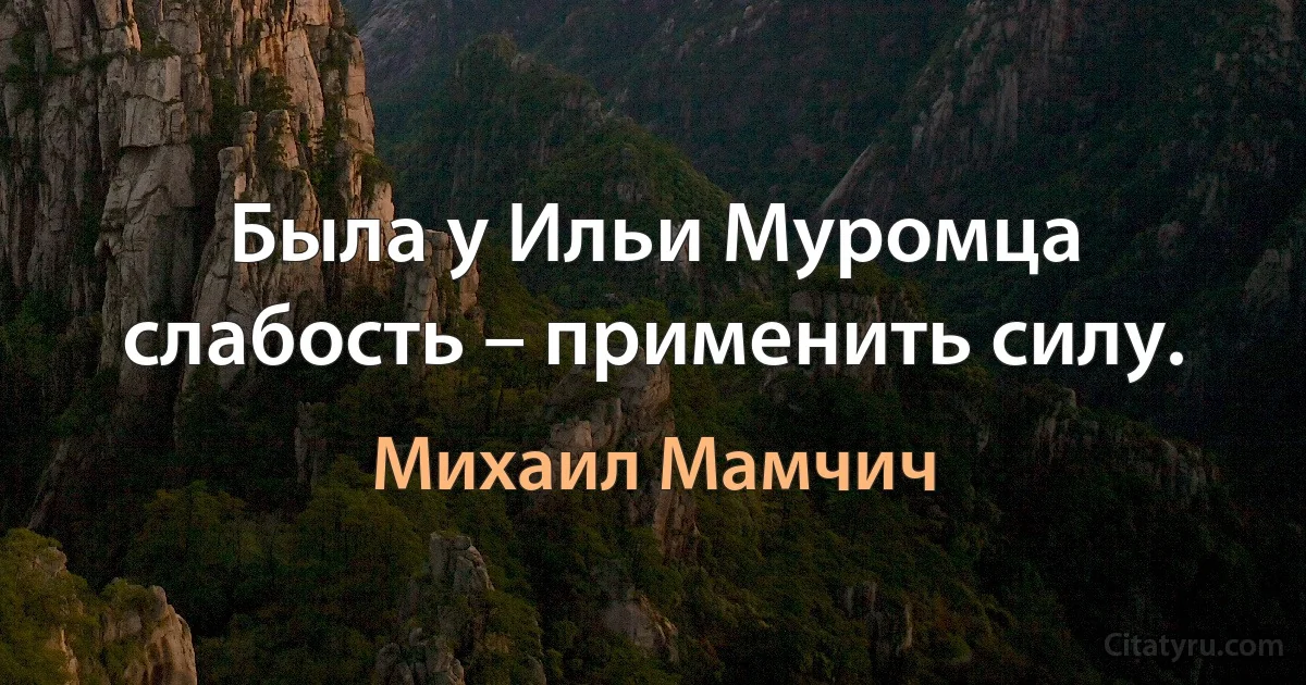 Была у Ильи Муромца слабость – применить силу. (Михаил Мамчич)