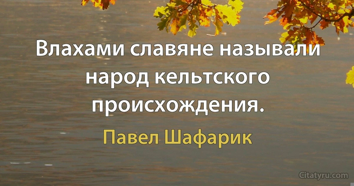 Влахами славяне называли народ кельтского происхождения. (Павел Шафарик)