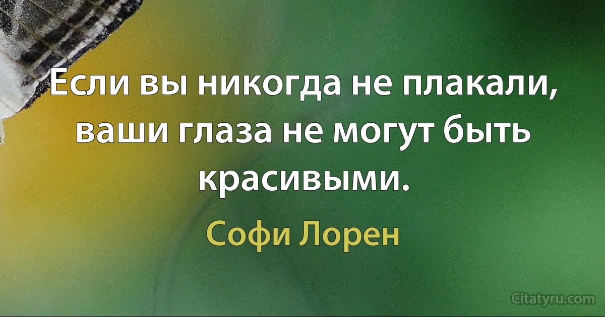 Если вы никогда не плакали, ваши глаза не могут быть красивыми. (Софи Лорен)