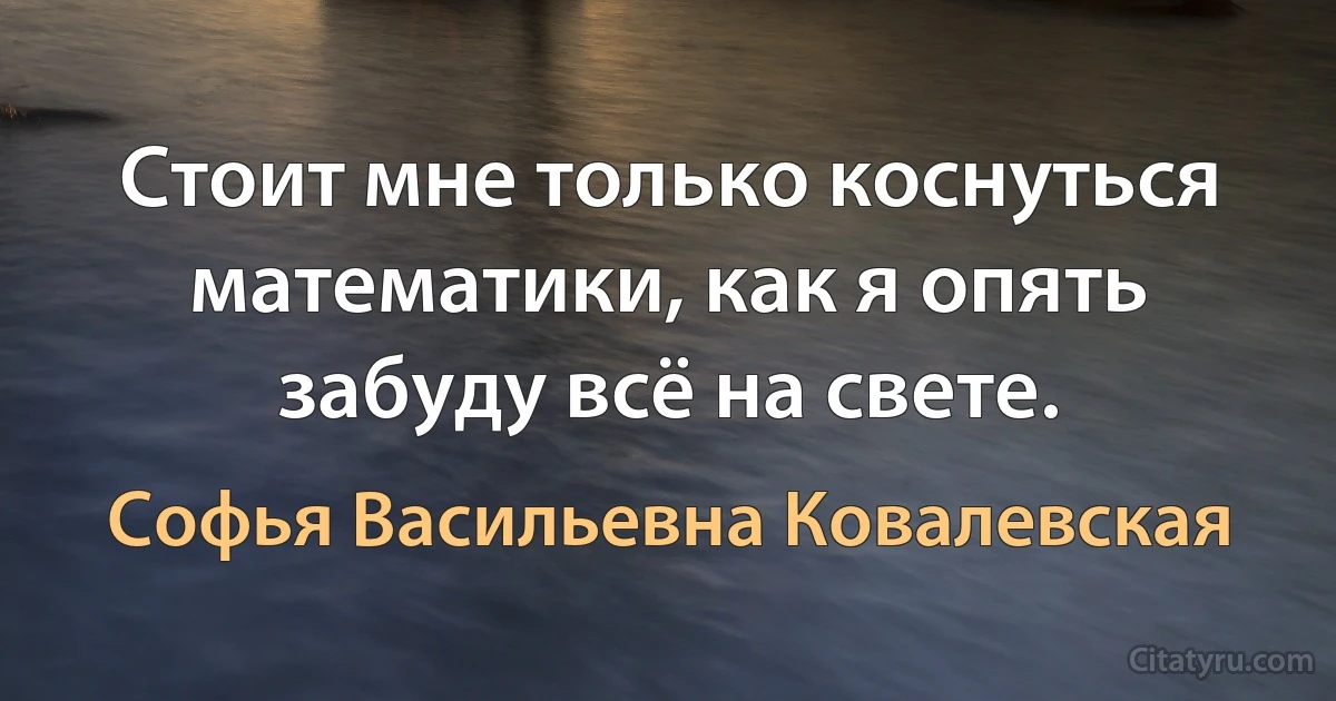 Стоит мне только коснуться математики, как я опять забуду всё на свете. (Софья Васильевна Ковалевская)