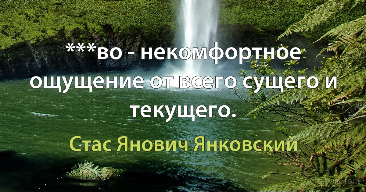 ***во - некомфортное ощущение от всего сущего и текущего. (Стас Янович Янковский)