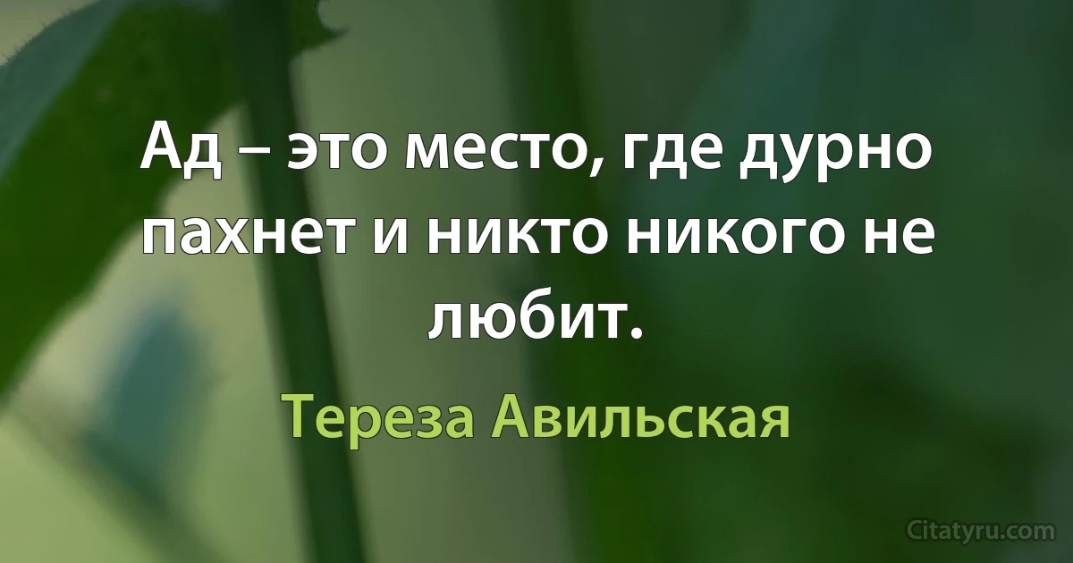 Ад – это место, где дурно пахнет и никто никого не любит. (Тереза Авильская)