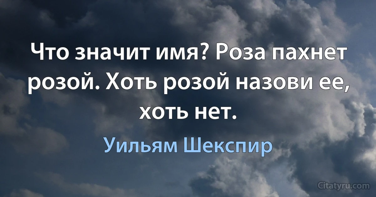 Что значит имя? Роза пахнет розой. Хоть розой назови ее, хоть нет. (Уильям Шекспир)