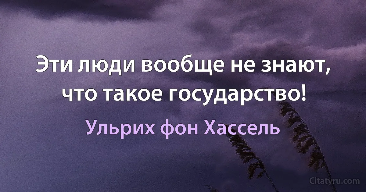 Эти люди вообще не знают, что такое государство! (Ульрих фон Хассель)