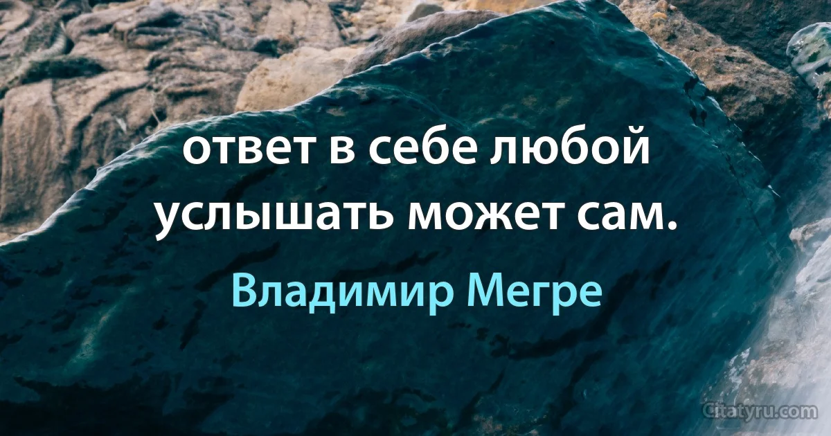 ответ в себе любой услышать может сам. (Владимир Мегре)