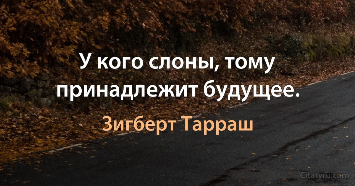 У кого слоны, тому принадлежит будущее. (Зигберт Тарраш)