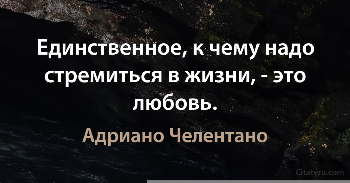 Единственное, к чему надо стремиться в жизни, - это любовь. (Адриано Челентано)