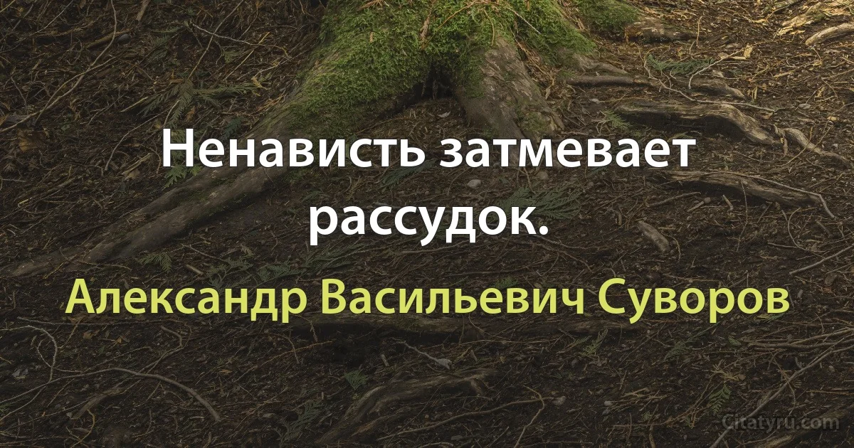 Ненависть затмевает рассудок. (Александр Васильевич Суворов)