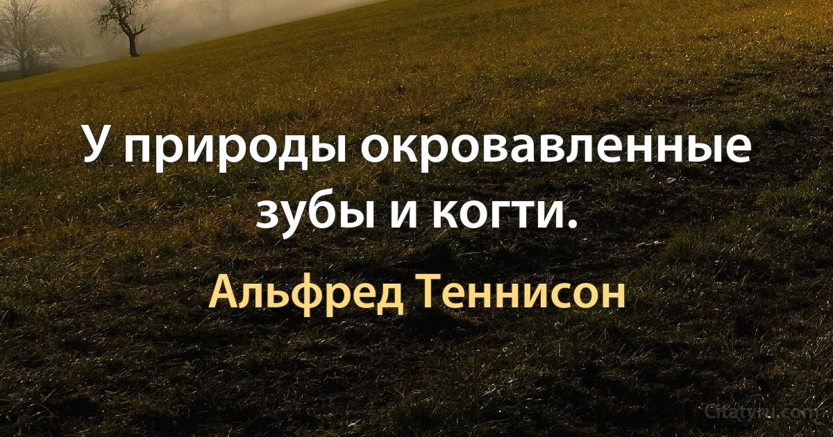 У природы окровавленные зубы и когти. (Альфред Теннисон)