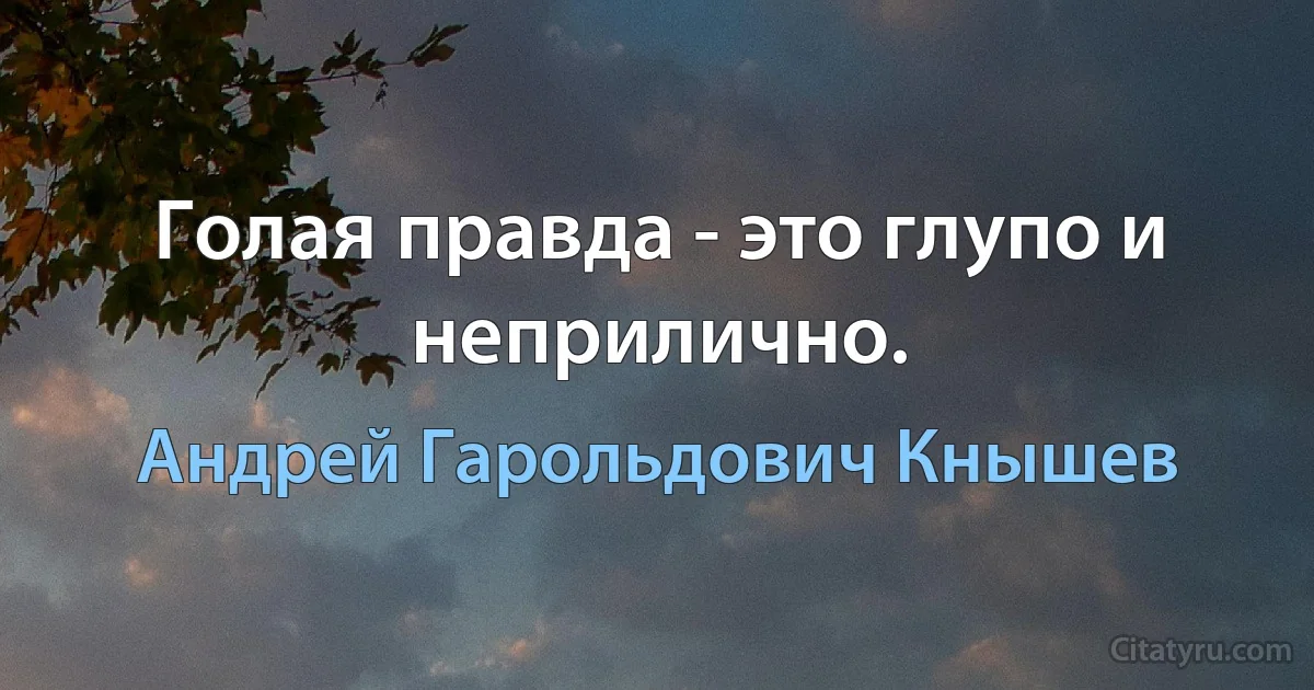 Голая правда - это глупо и неприлично. (Андрей Гарольдович Кнышев)