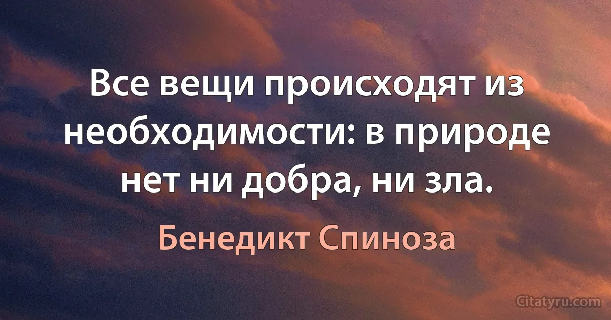 Все вещи происходят из необходимости: в природе нет ни добра, ни зла. (Бенедикт Спиноза)