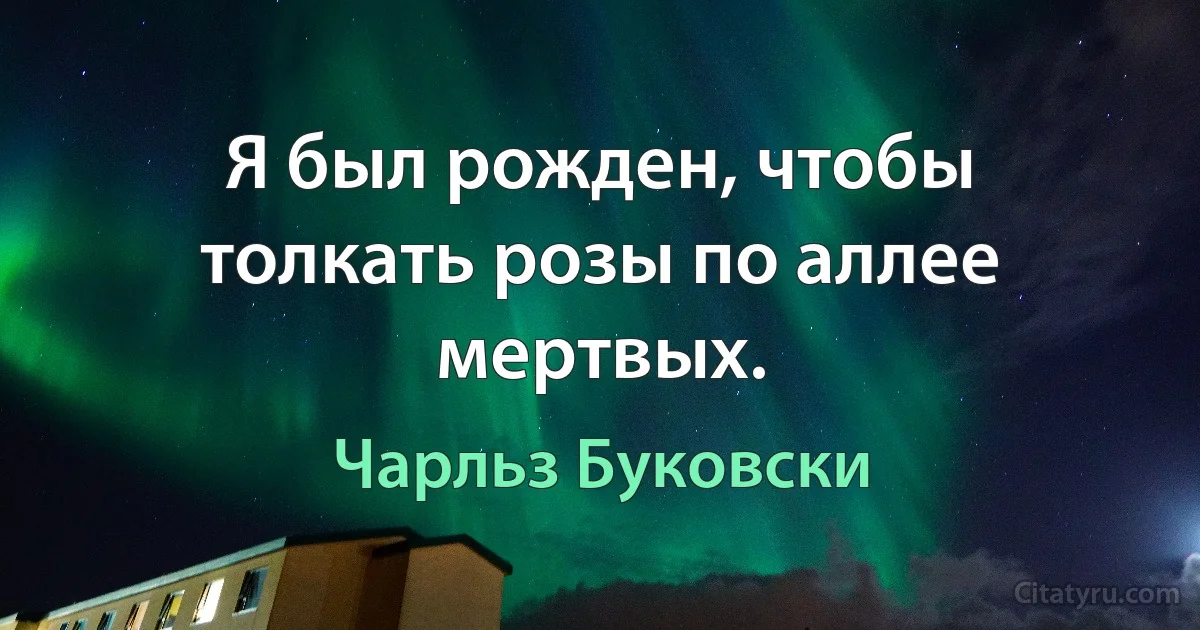 Я был рожден, чтобы толкать розы по аллее мертвых. (Чарльз Буковски)