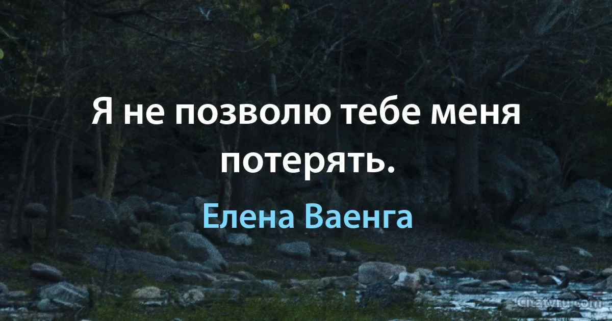 Я не позволю тебе меня потерять. (Елена Ваенга)