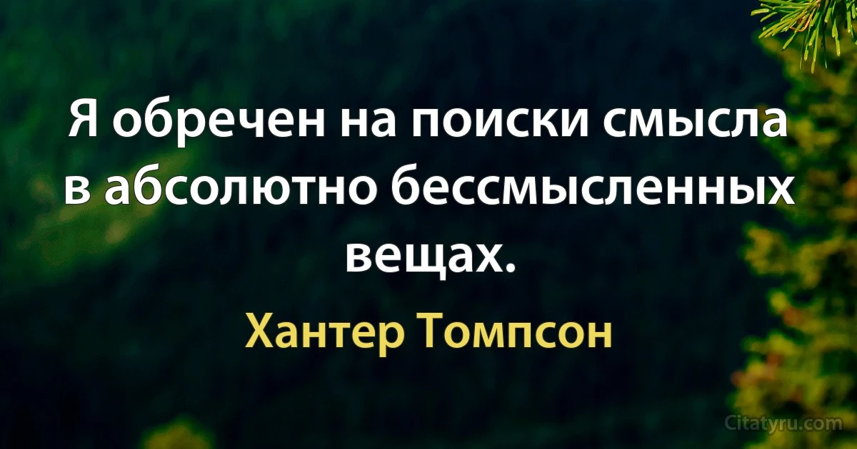 Я обречен на поиски смысла в абсолютно бессмысленных вещах. (Хантер Томпсон)