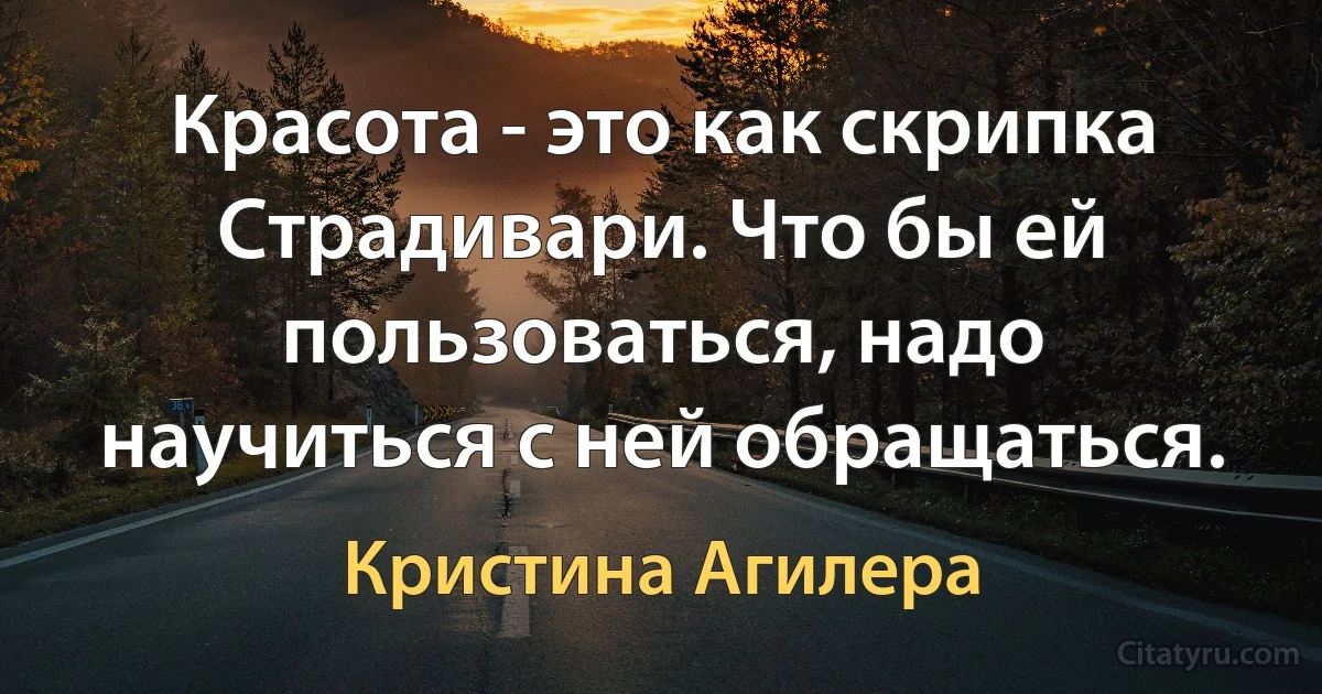 Красота - это как скрипка Страдивари. Что бы ей пользоваться, надо научиться с ней обращаться. (Кристина Агилера)