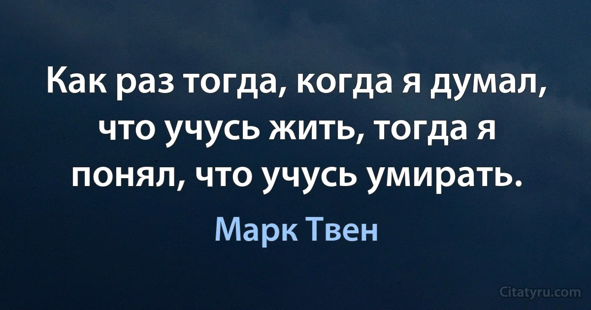 Как раз тогда, когда я думал, что учусь жить, тогда я понял, что учусь умирать. (Марк Твен)