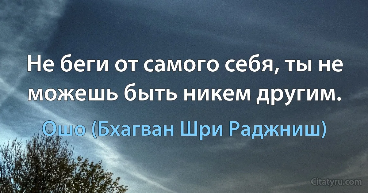 Не беги от самого себя, ты не можешь быть никем другим. (Ошо (Бхагван Шри Раджниш))