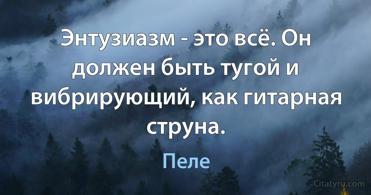 Энтузиазм - это всё. Он должен быть тугой и вибрирующий, как гитарная струна. (Пеле)