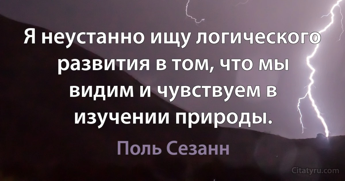 Я неустанно ищу логического развития в том, что мы видим и чувствуем в изучении природы. (Поль Сезанн)