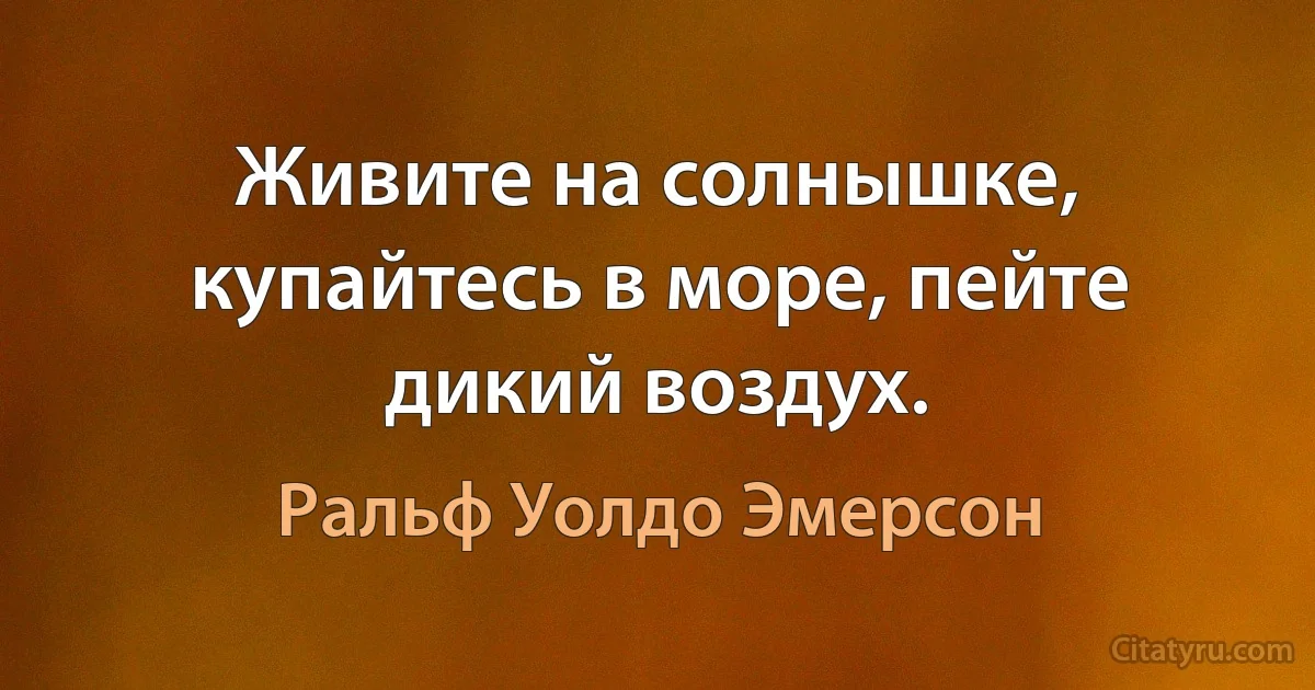 Живите на солнышке, купайтесь в море, пейте дикий воздух. (Ральф Уолдо Эмерсон)