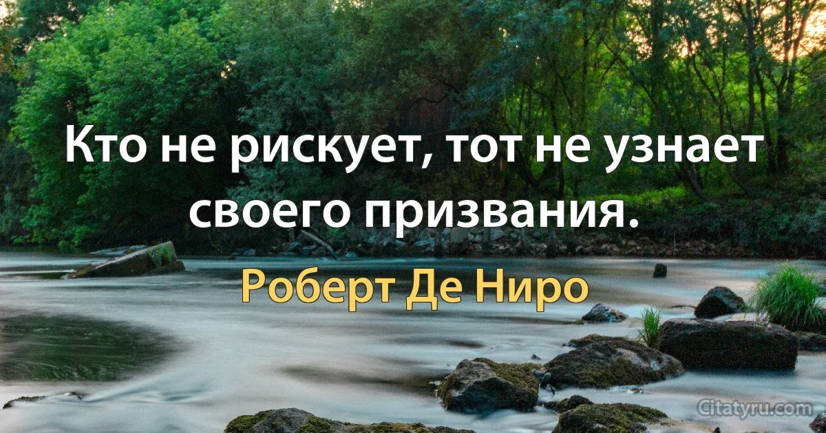 Кто не рискует, тот не узнает своего призвания. (Роберт Де Ниро)