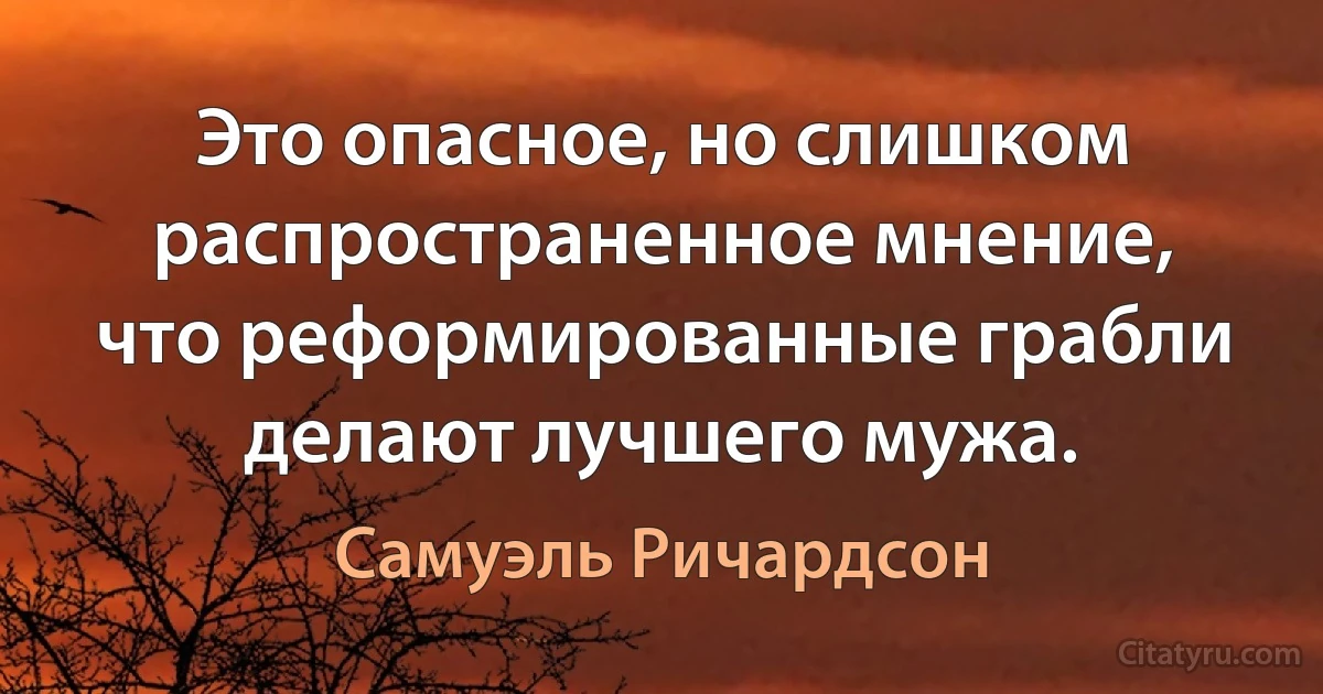 Это опасное, но слишком распространенное мнение, что реформированные грабли делают лучшего мужа. (Самуэль Ричардсон)