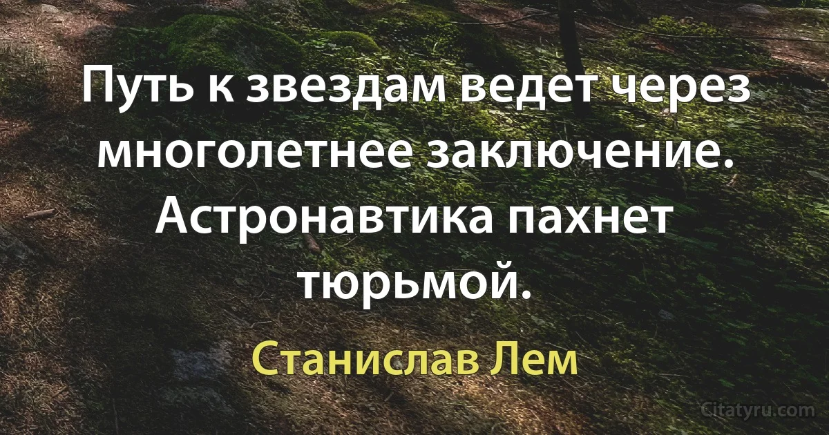 Путь к звездам ведет через многолетнее заключение. Астронавтика пахнет тюрьмой. (Станислав Лем)