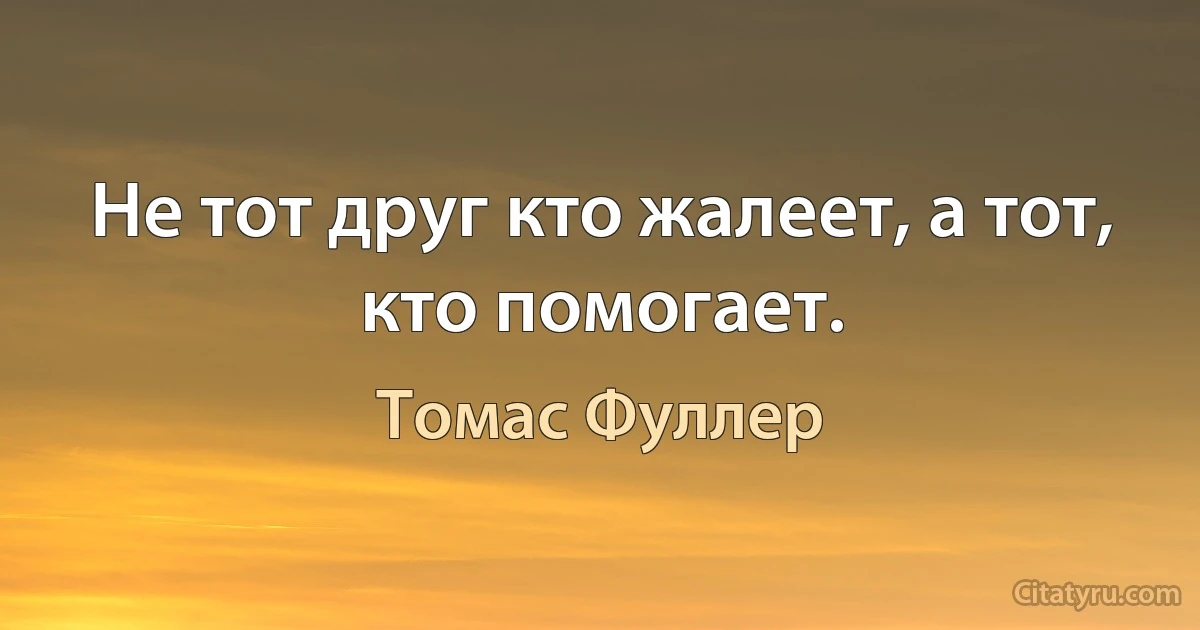 Не тот друг кто жалеет, а тот, кто помогает. (Томас Фуллер)