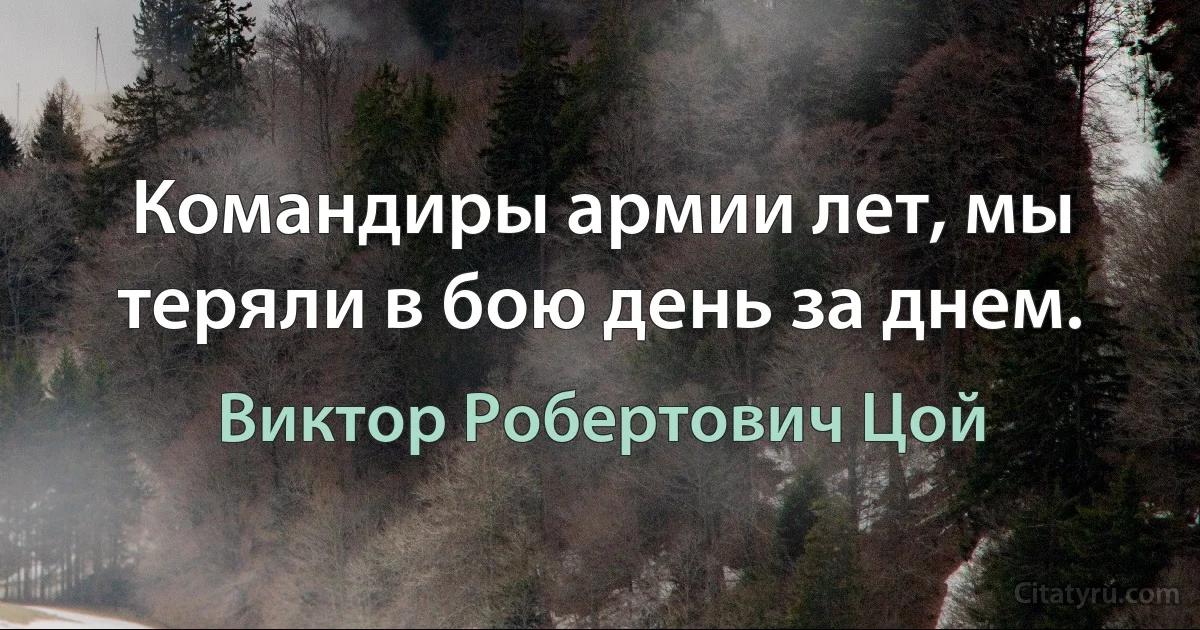 Командиры армии лет, мы теряли в бою день за днем. (Виктор Робертович Цой)