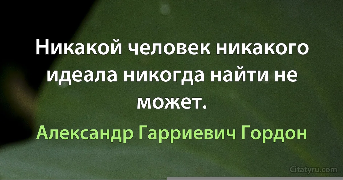 Никакой человек никакого идеала никогда найти не может. (Александр Гарриевич Гордон)