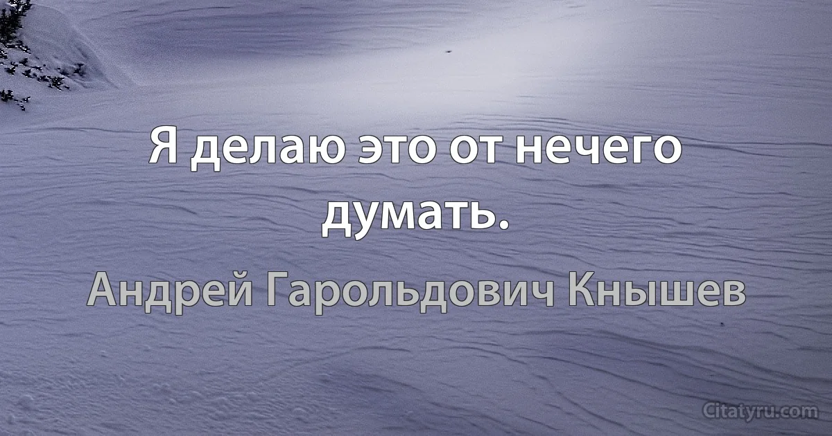 Я делаю это от нечего думать. (Андрей Гарольдович Кнышев)