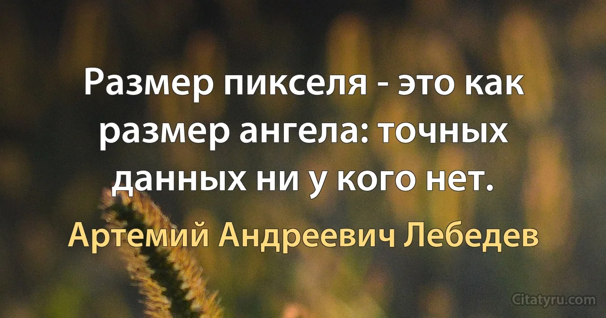 Размер пикселя - это как размер ангела: точных данных ни у кого нет. (Артемий Андреевич Лебедев)