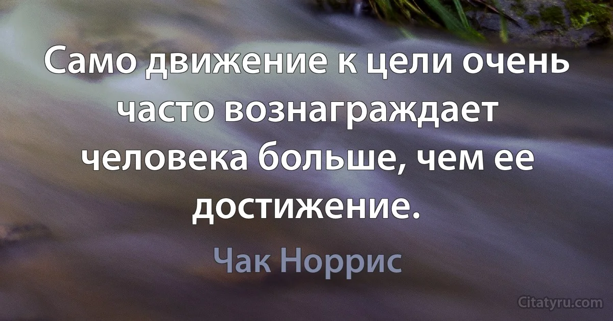 Само движение к цели очень часто вознаграждает человека больше, чем ее достижение. (Чак Норрис)