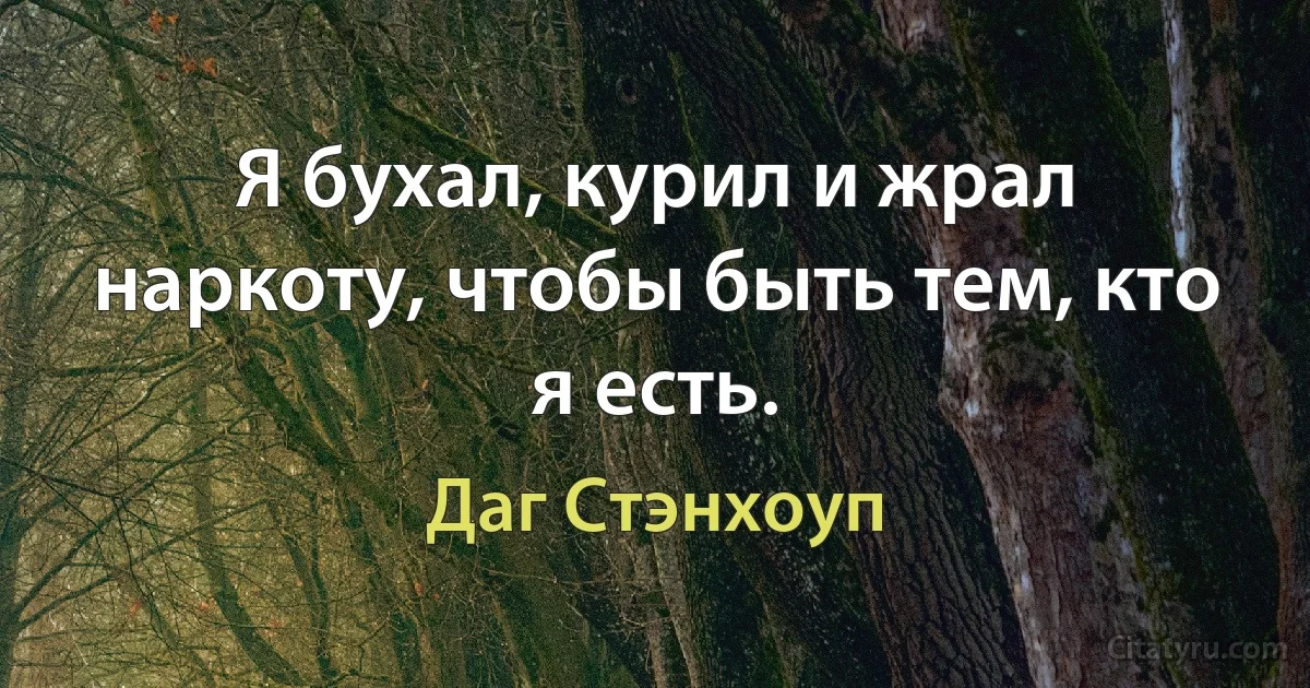 Я бухал, курил и жрал наркоту, чтобы быть тем, кто я есть. (Даг Стэнхоуп)