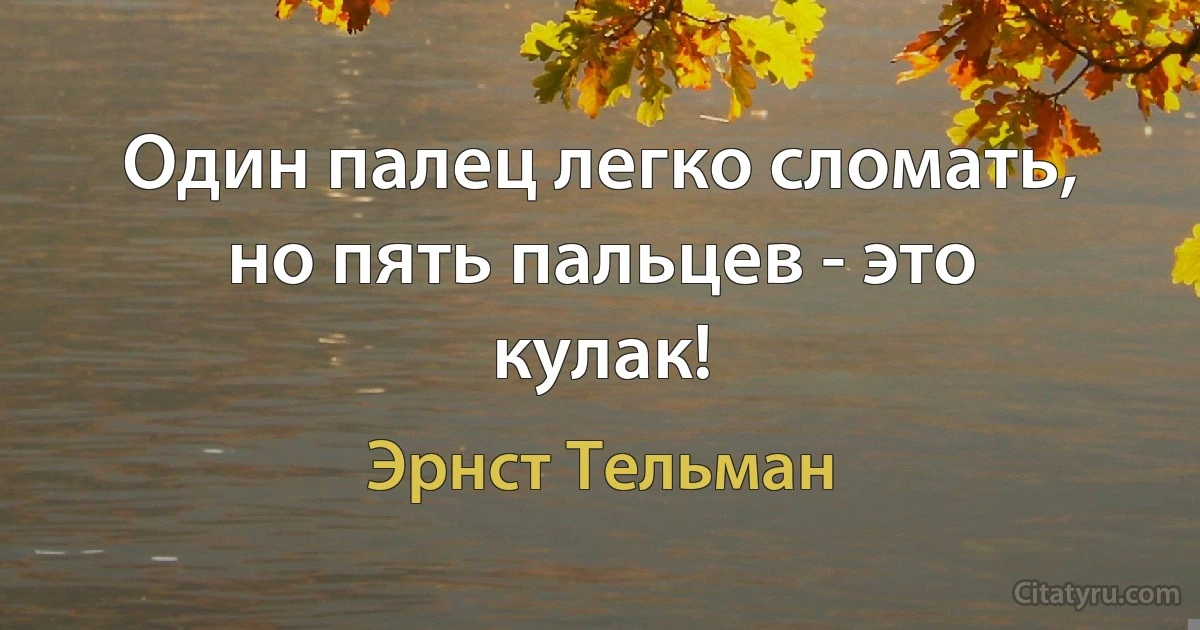 Один палец легко сломать, но пять пальцев - это кулак! (Эрнст Тельман)