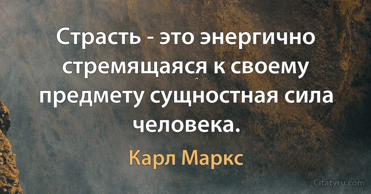 Страсть - это энергично стремящаяся к своему предмету сущностная сила человека. (Карл Маркс)