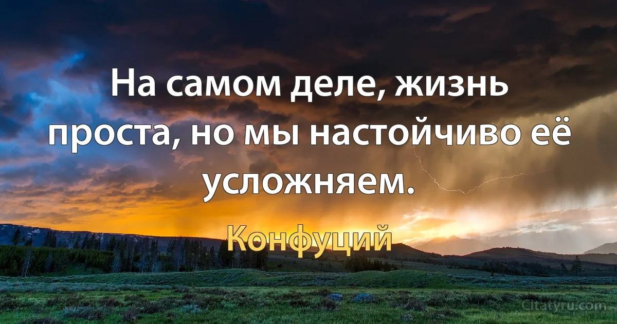 На самом деле, жизнь проста, но мы настойчиво её усложняем. (Конфуций)