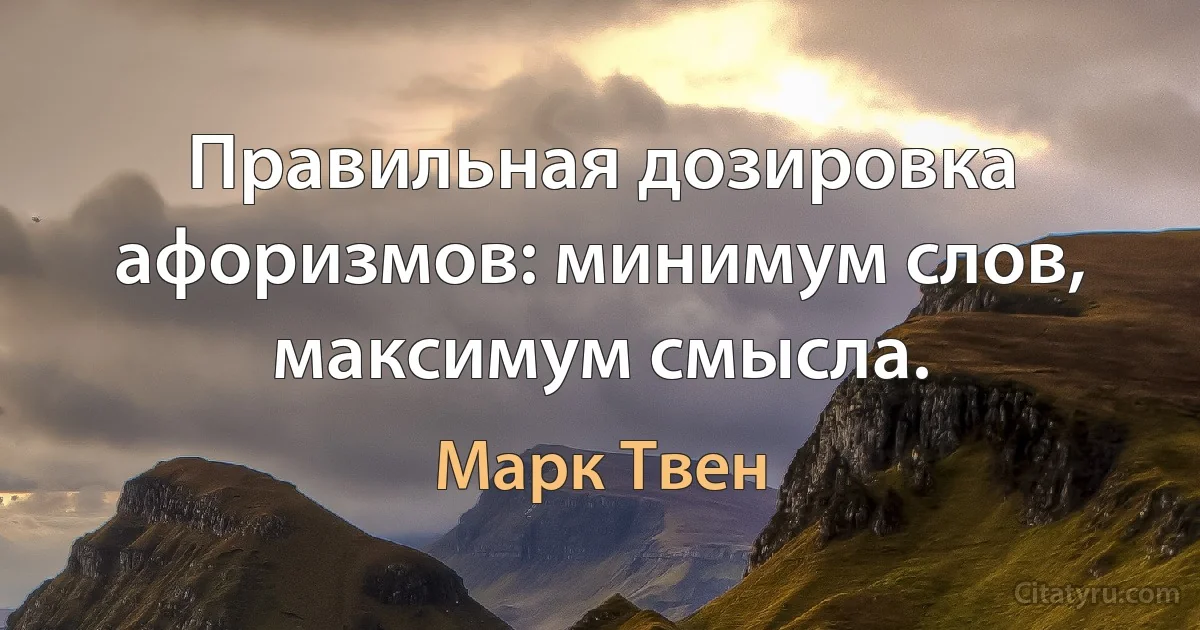 Правильная дозировка афоризмов: минимум слов, максимум смысла. (Марк Твен)